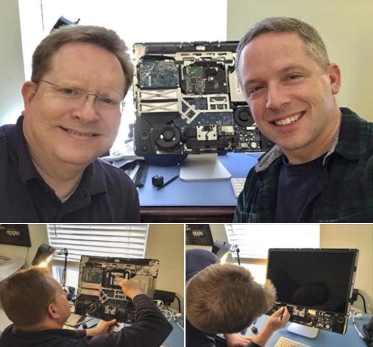 Davis and his college buddy Jim upgrading Jim’s iMac.