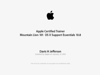 Apple Certified Trainer (ACT Mountain Lion 101) 