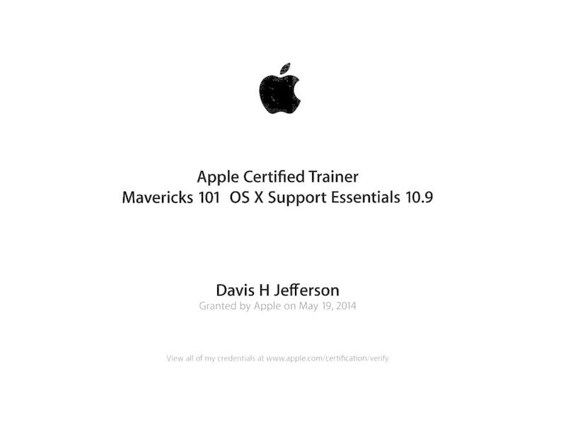  Apple Certified Trainer (ACT Mavericks 101) 