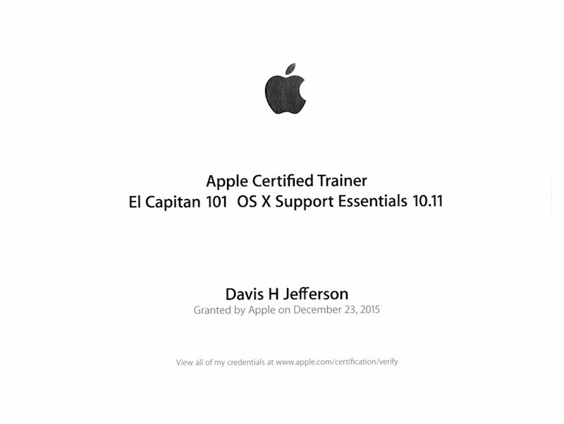 Apple Certified Trainer (ACT El Cap 101) 