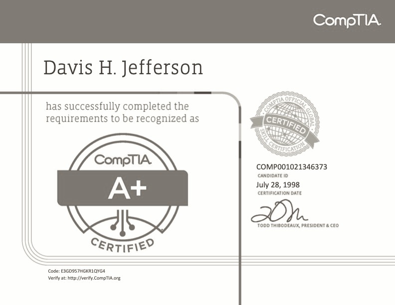  CompTIA A+ Certified IT Professional (Permanemt) 